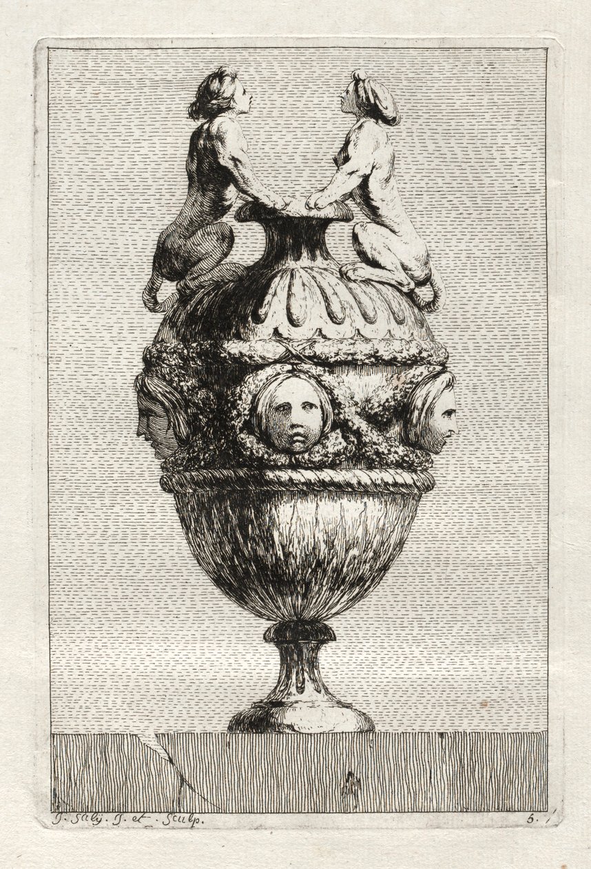 Svit med vaser: Tavla 5, 1746. av Jacques Francois Joseph Saly