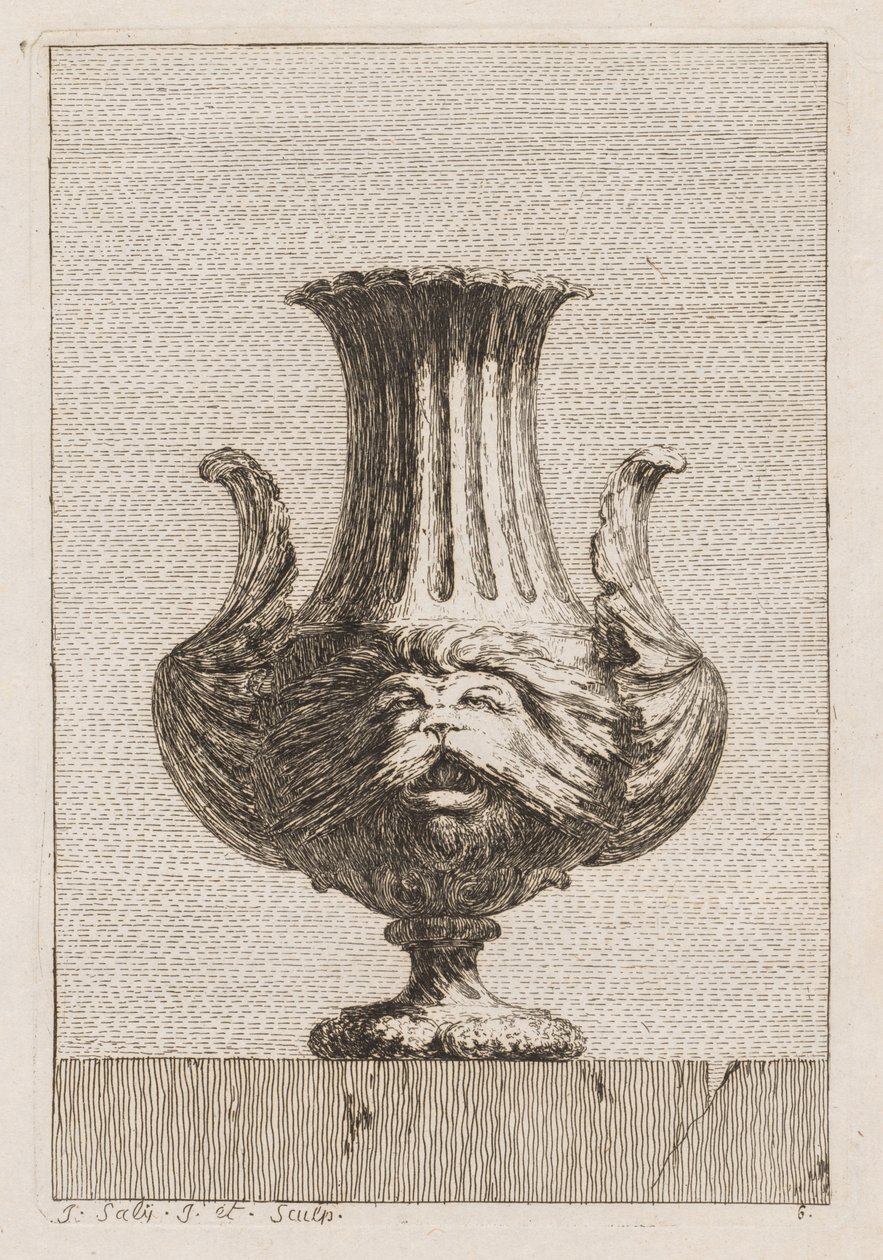Svit med vaser: Tavla 6, 1746. av Jacques Francois Joseph Saly