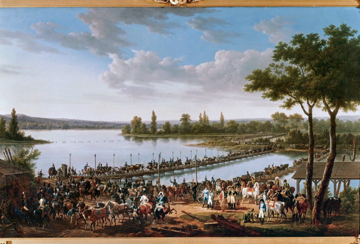 Napoleons passage av Donau före slaget vid Wagram ... (målning på duk) av Jacques Francois Joseph Swebach