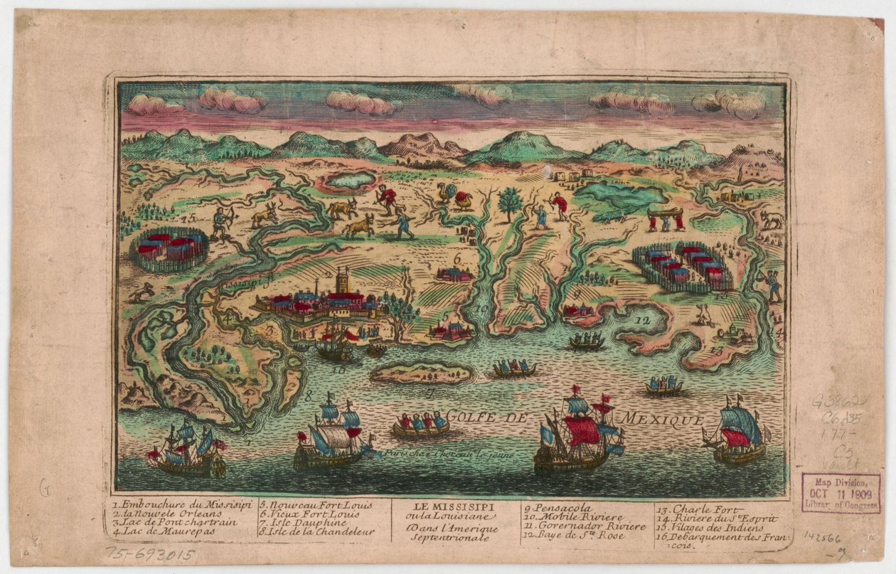 Missisipi eller Louisiana i Nordamerika. LOC 75693015 av Jacques François Chéreau