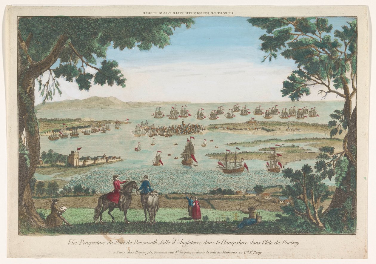 Utsikt över hamnen i Portsmouth Le port de Porsmouth ville d