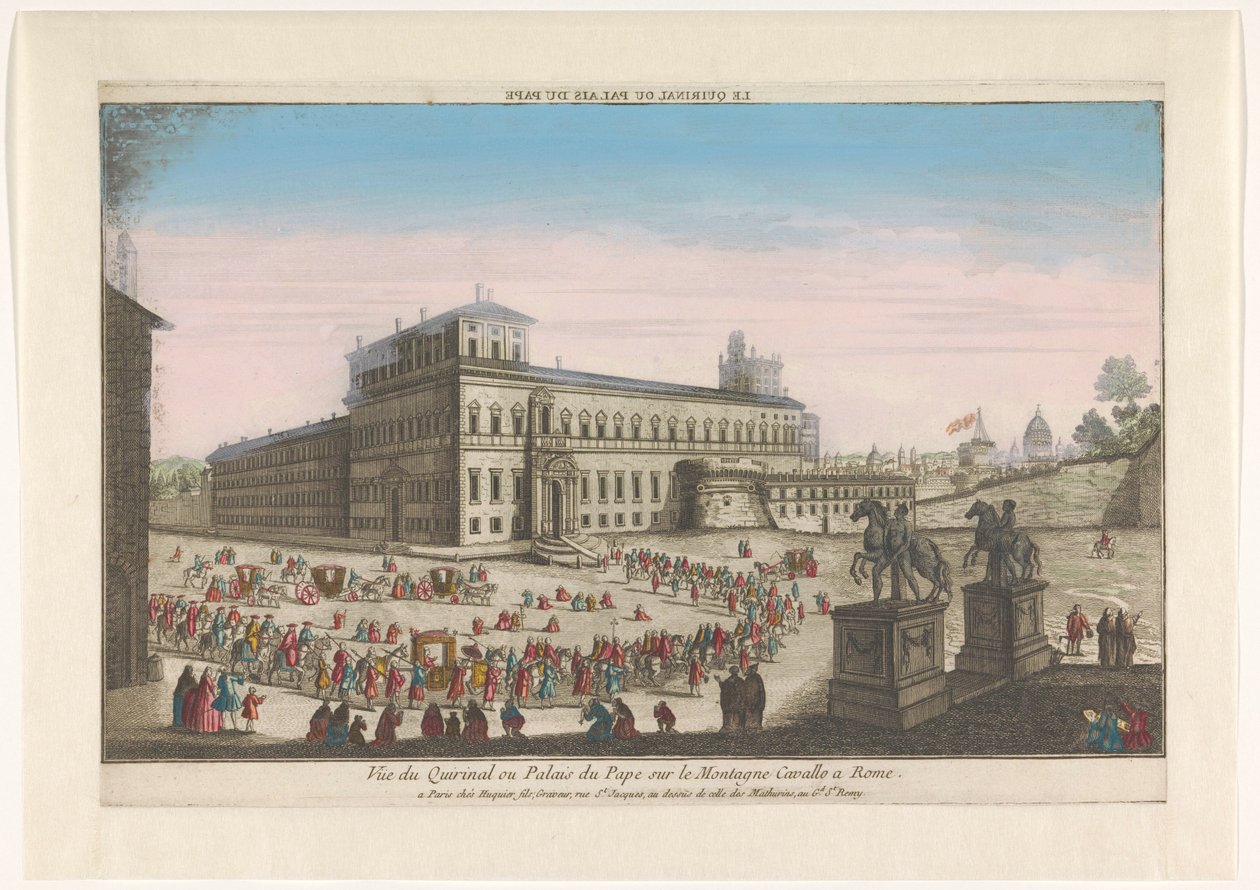 Utsikt över Palazzo del Quirinale i Rom Le Quirinal eller palais du pape (titel på objekt) av Jacques Gabriel Huquier