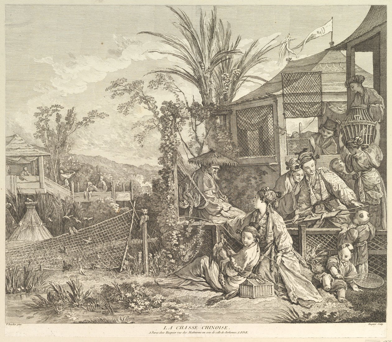 La Chasse Chinoise The Chinese Hunt, från Chinoseries, efter 1743. av Jacques Gabriel Huquier