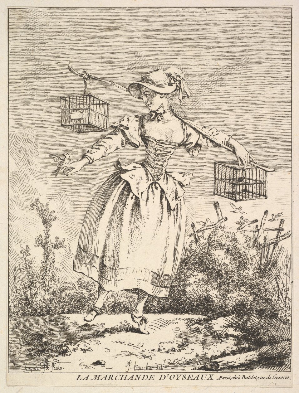 Fågelhandlaren, 1700-talet. av Jacques Gabriel Huquier