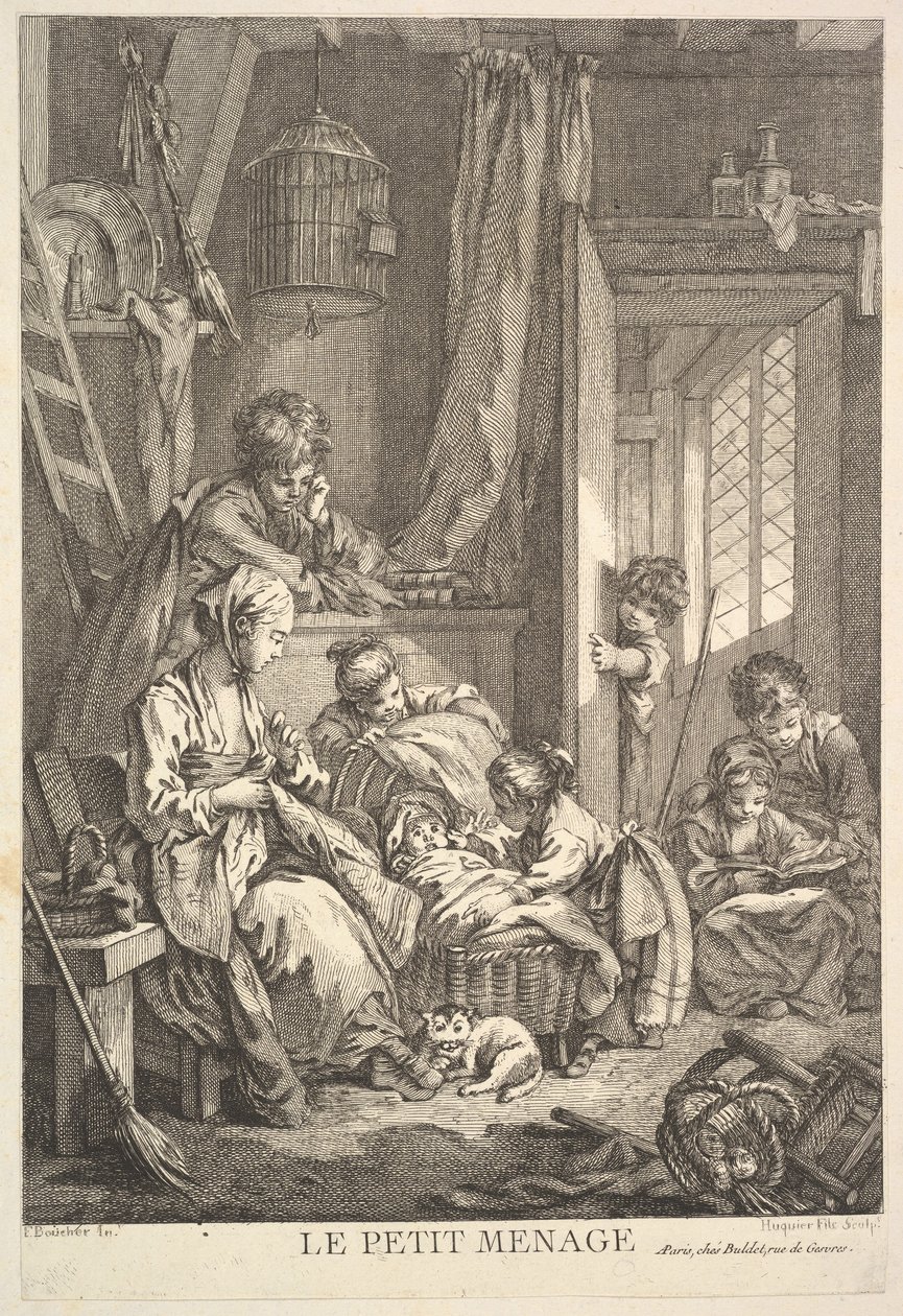 Det lilla hushållet, mitten till slutet av 1700-talet. av Jacques Gabriel Huquier