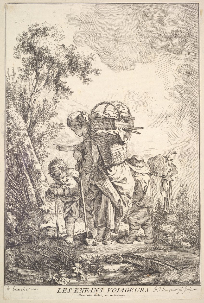 De resande barnen, mitten till slutet av 1700-talet. av Jacques Gabriel Huquier