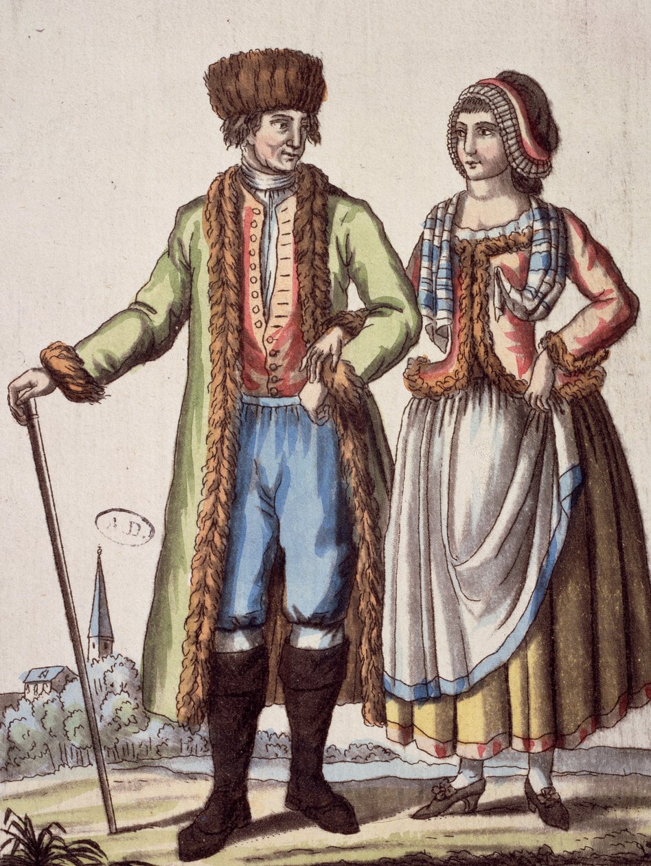 Par från Prag, gravyr av Jacques Grasset de Saint - Sauveur (1757 - 1810) av Jacques Grasset de Saint Sauveur