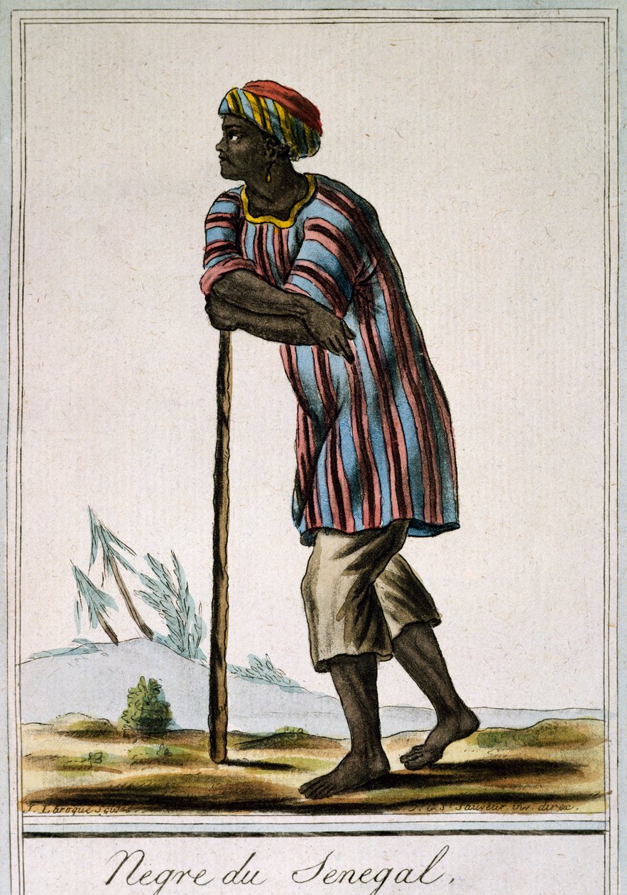 Senega Negro, färgstick från Encyclopedia des Voyages, av Jacques Grasset de Saint-Sauveur (1757-1810) av Jacques Grasset de Saint Sauveur