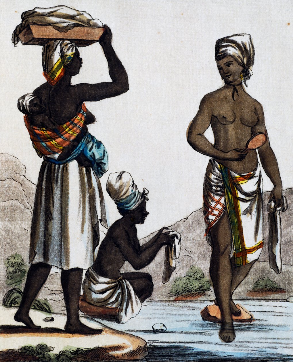 Tvättkvinnor från Santo Domingo, färgstick från en teckning av Labrousse (aktiv 1796), från Encyclopedie des Voyages, av Jacques Grasset de Saint-Sauveur (1757-1810) av Jacques Grasset de Saint Sauveur