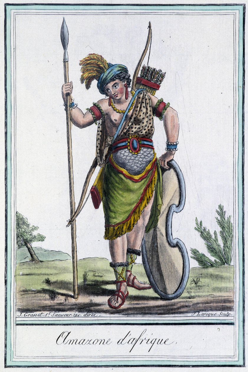 African Amazon - i "" Encyclopedia of Travels"" av Grasset St Sauveur, red. 1796 av Jacques Grasset de Saint Sauveur