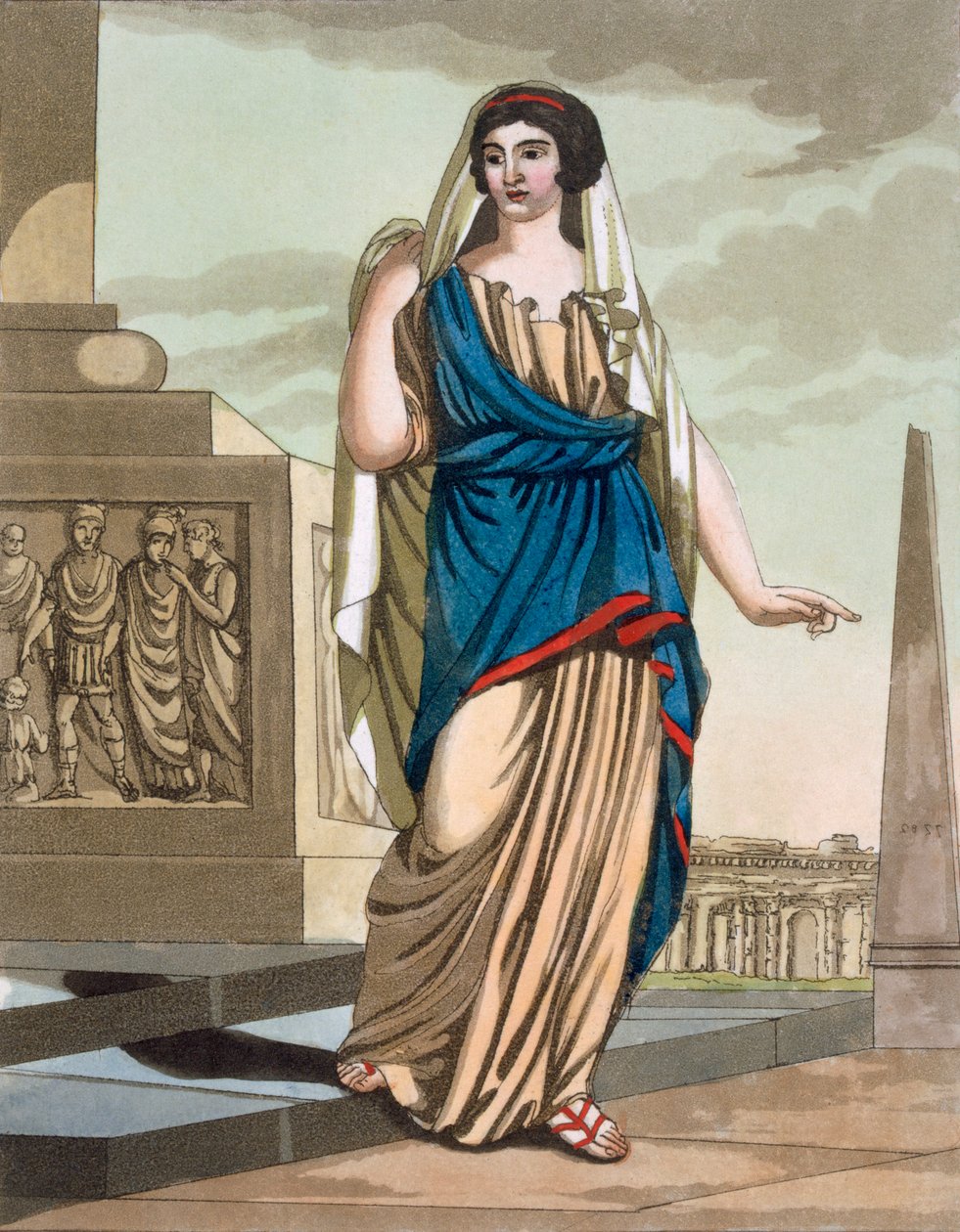 Kvinnlig medborgare i det antika Rom, pub. 1796. av Jacques Grasset de Saint Sauveur