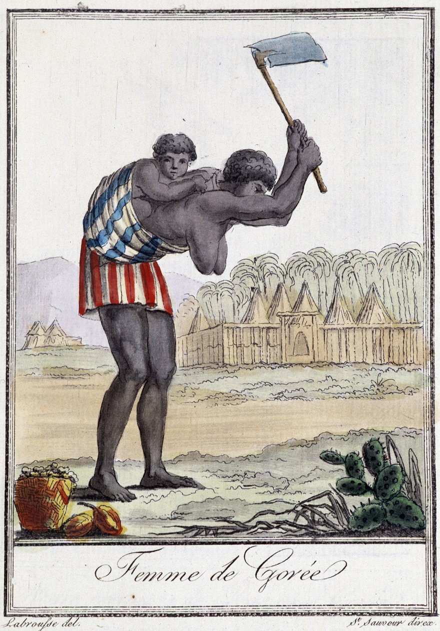 Femme of Gorèe (Senegal) - i "" Encyclopedia of Travels"" av Grasset St Sauveur, red. 1796 av Jacques Grasset de Saint Sauveur