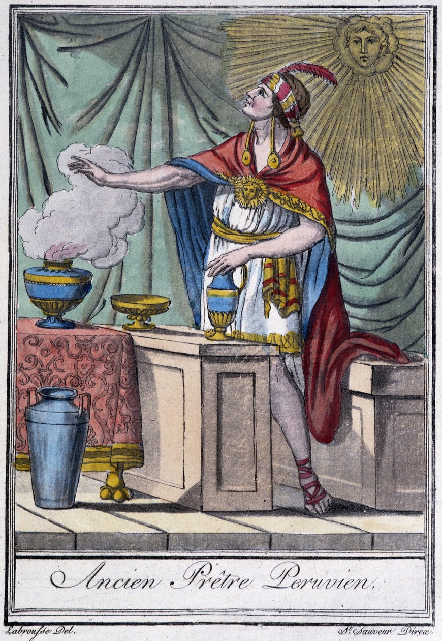 Tidigare peruansk präst (inka) - i "" Encyclopedia of Travels"" av J. Grasset-Saint-Sauveur, Paris av Jacques Grasset de Saint Sauveur