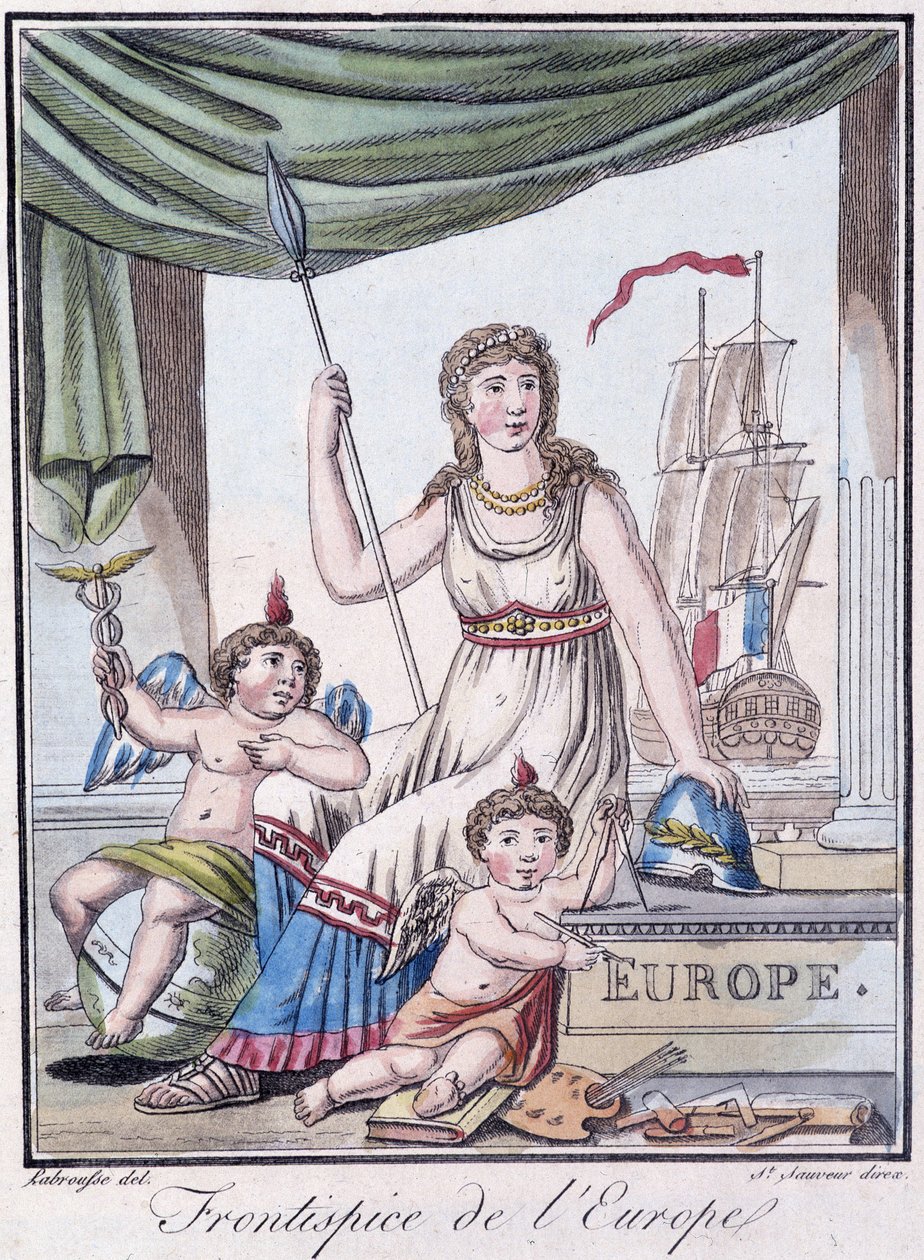 Frontispice of Europe - i "" Encyclopedia of Travels"" av Grasset St Sauveur, red. 1796 av Jacques Grasset de Saint Sauveur