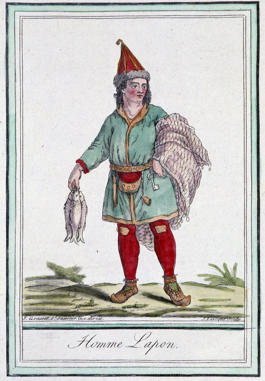 Lapp man - i "" Encyclopedia of travels"" av Grasset Saint Sauveur, red. Paris 1796 av Jacques Grasset de Saint Sauveur