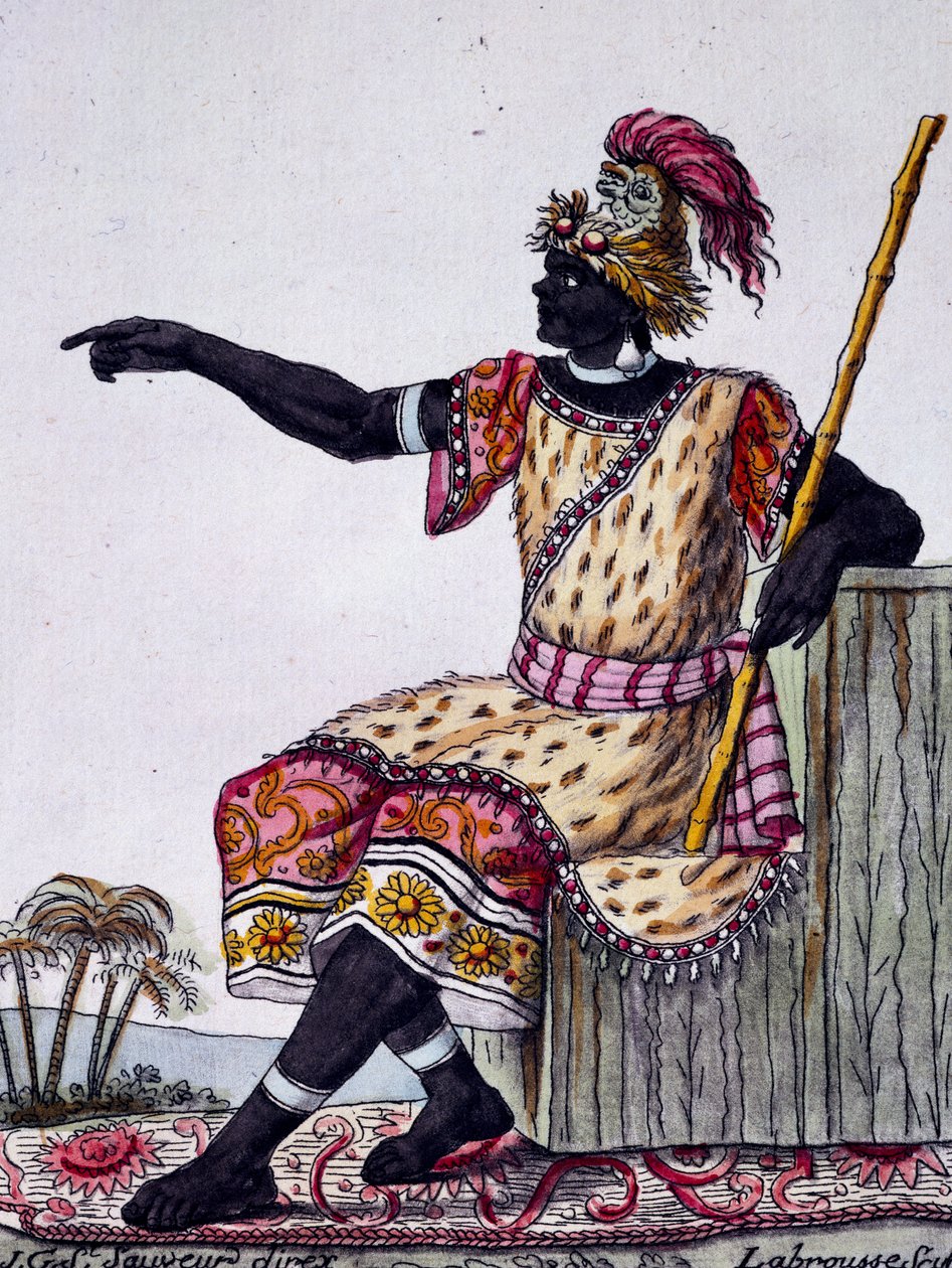 King of Loango, färgstick från teckning av Labrousse (aktiv 1796), från Encyclopedia of voyages, av Jacques Grasset de Saint-Sauveur (1757-1810) av Jacques Grasset de Saint Sauveur