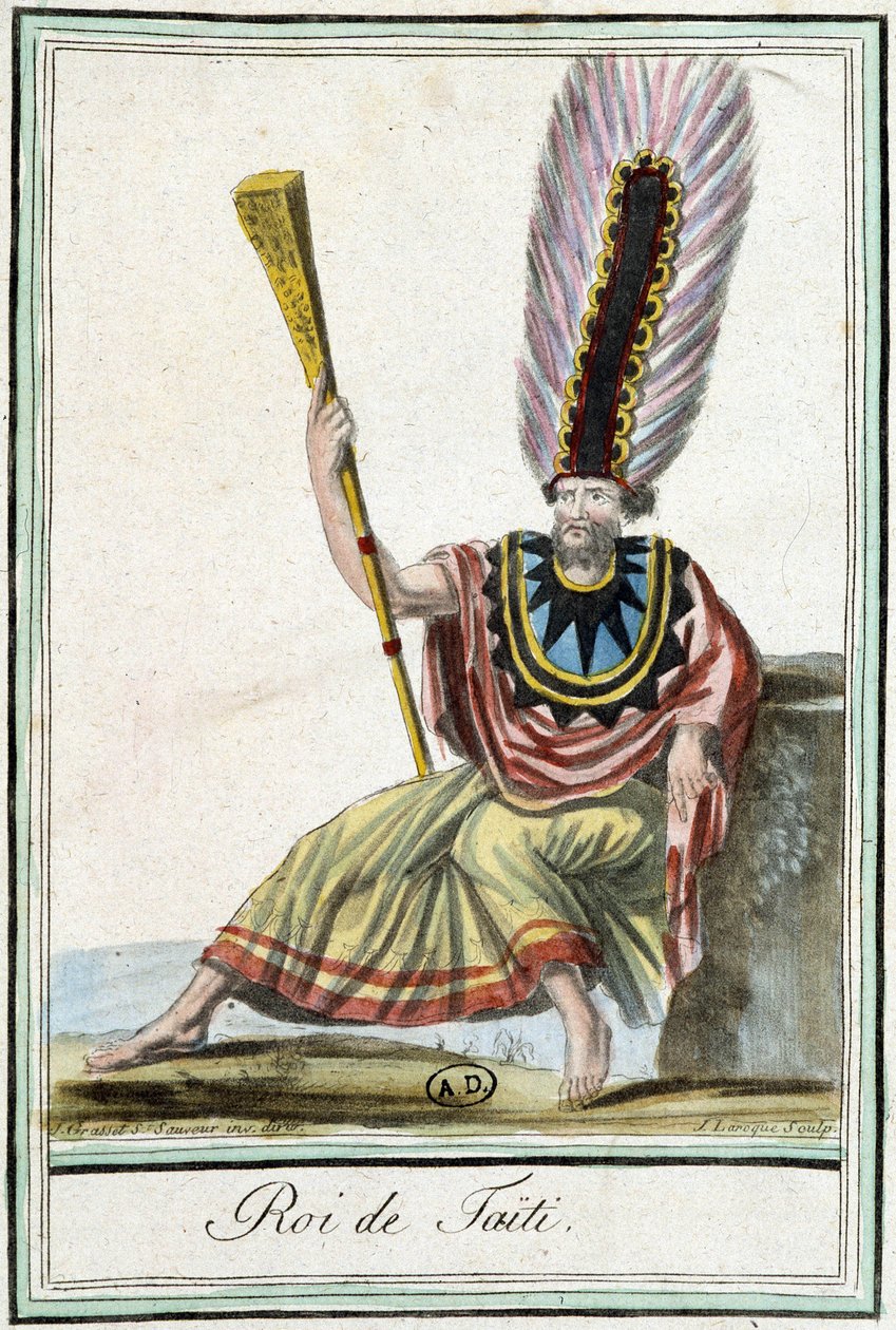 King of Tahiti - i "" Encyclopedia of Travels"" av J. Grasset Saint-Sauveur av Jacques Grasset de Saint Sauveur