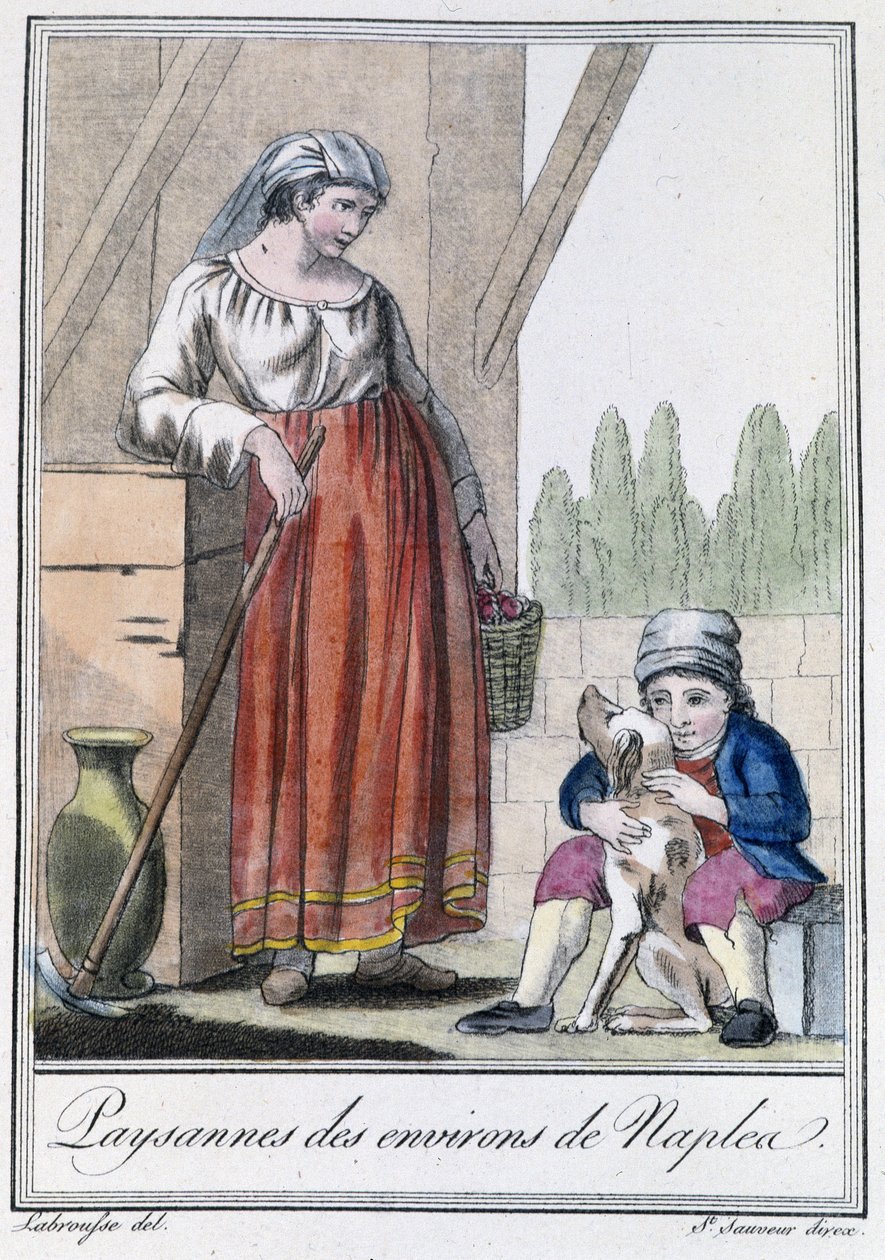 Bondekvinna nära Neapel - i "" Encyclopedia of Travels"" av Grasset St Sauveur, Paris av Jacques Grasset de Saint Sauveur