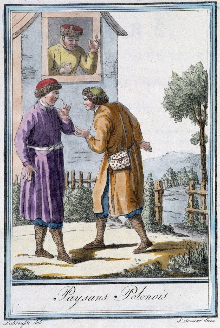 Polska bönder - i "" Encyclopedia of Travels"" av Grasset St Sauveur, red. 1796 av Jacques Grasset de Saint Sauveur