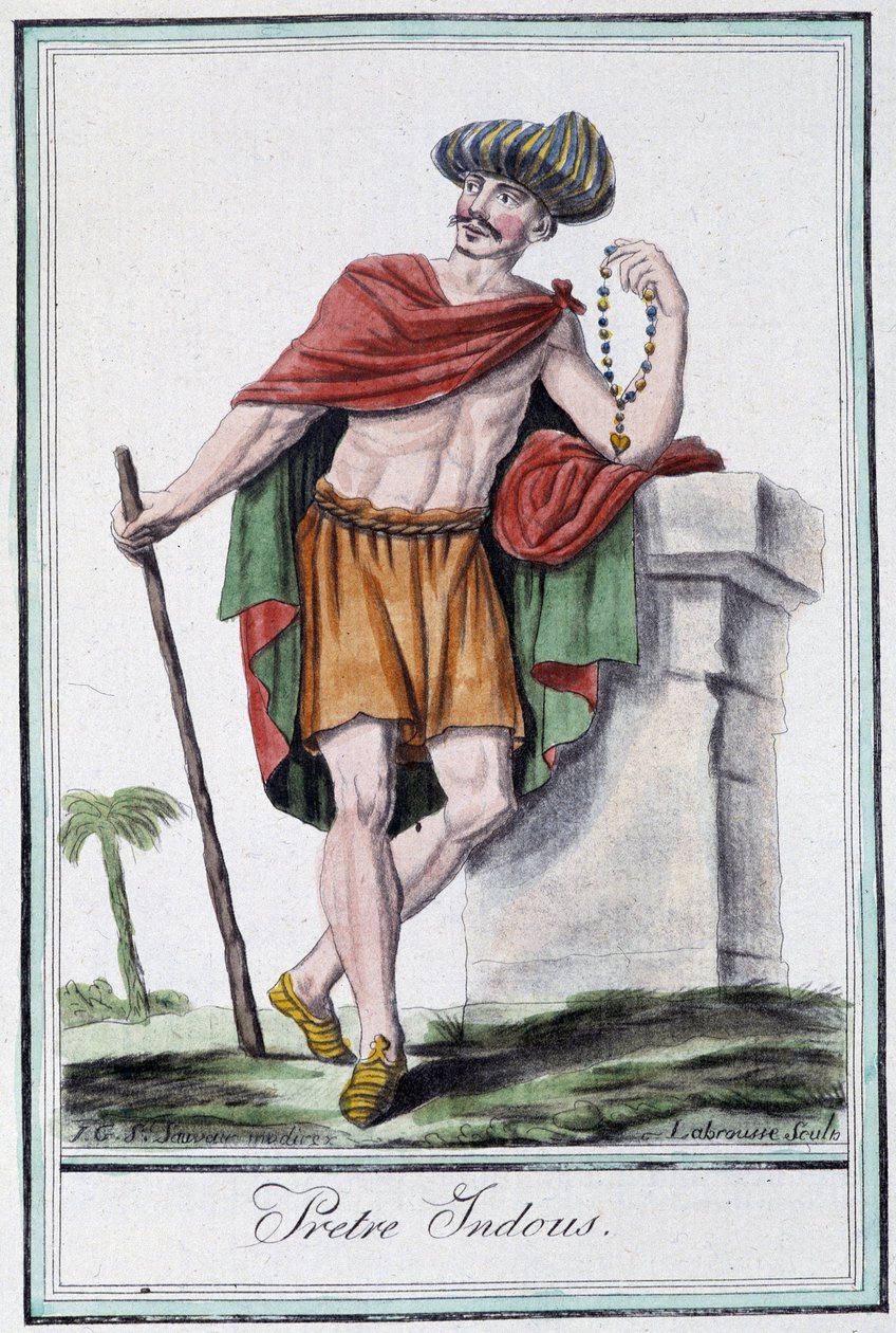 Hinduisk präst (hindu) - i "" Encyclopedia of travels"" av Grasset Saint Sauveur, red. Paris 1796 av Jacques Grasset de Saint Sauveur