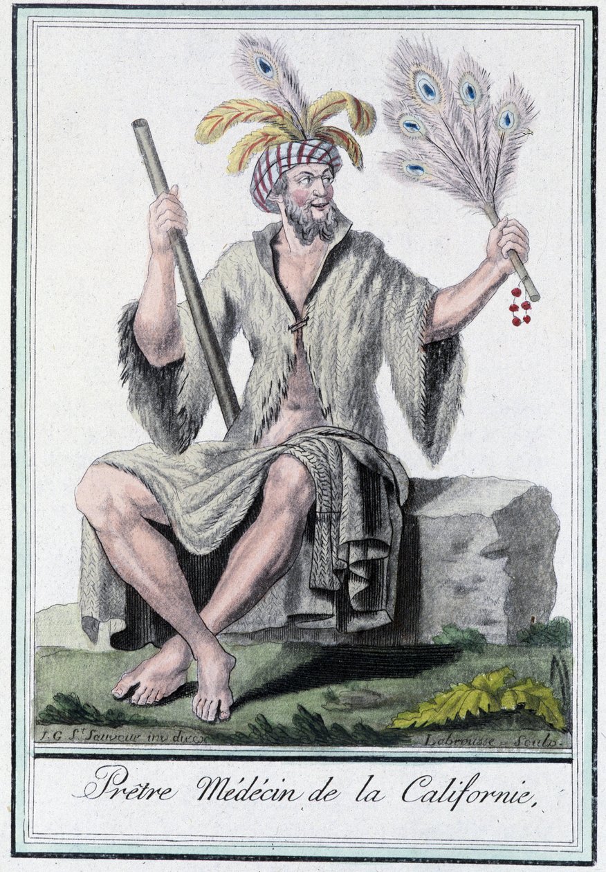Prästläkare från Kalifornien - i "" Encyclopedia of Travels"" av Grasset Saint Sauveur, red. Paris 1796 av Jacques Grasset de Saint Sauveur