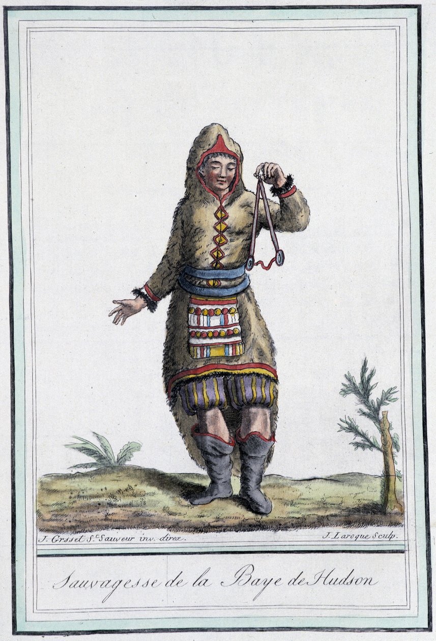 Sauvagesse of Hudson Bay (Kanada) - i "" Encyclopedia of Travels"" av Grasset St Sauveur, red. 1796 av Jacques Grasset de Saint Sauveur