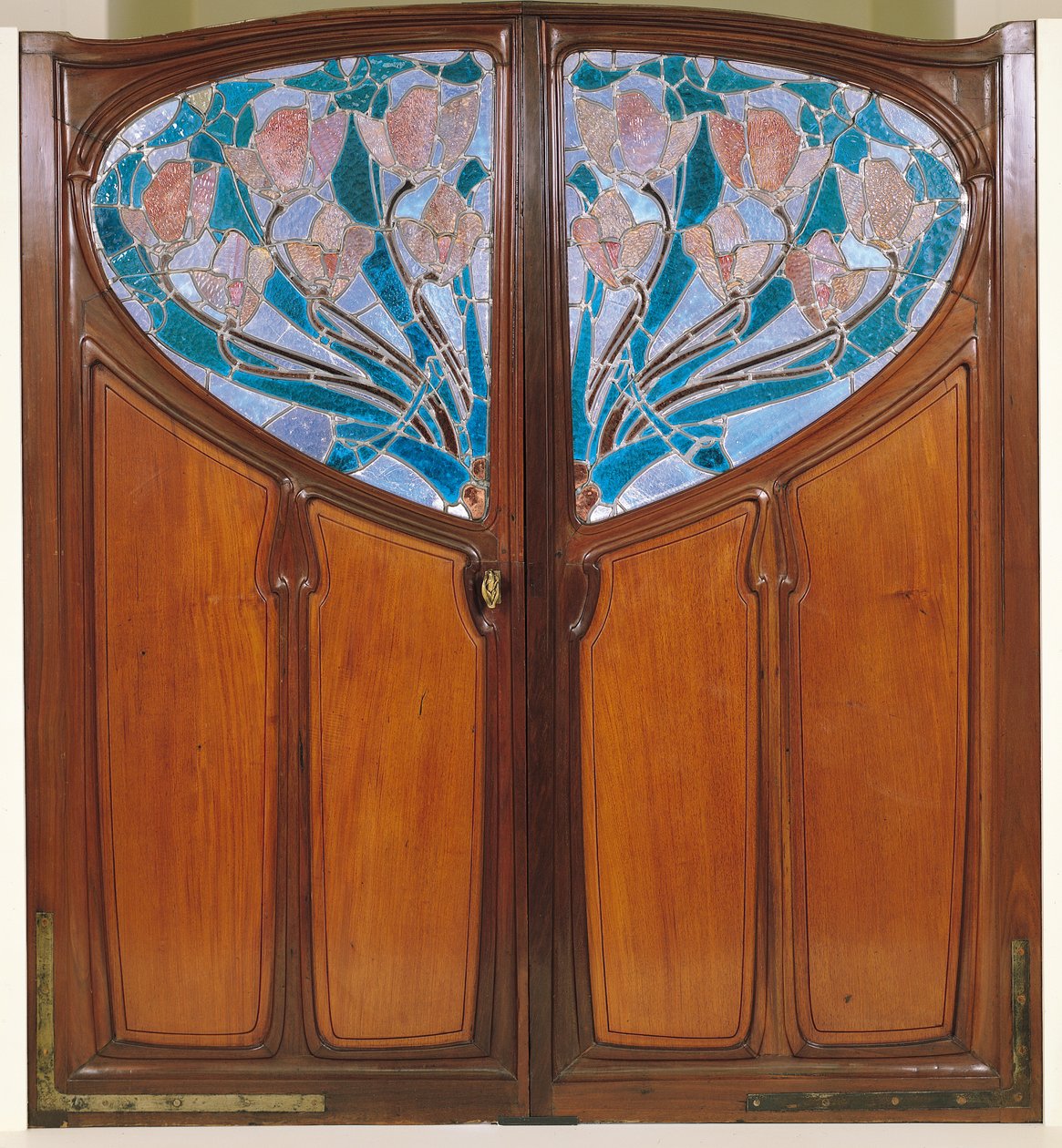 Dubbeldörr, designad av Jacques Gruber (1870-1936) Emile Andre (1880-1941) och Eugene Vallin (1856-1922) för Vaxelaire et Cie av Jacques Gruber