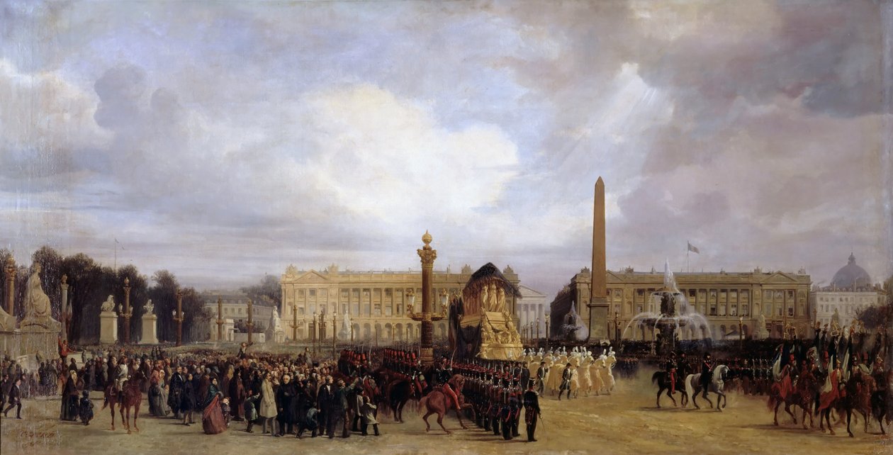 Napoleon I:s begravningskort passerar genom Place de la Concorde 15 december 1840 av Jacques Guiaud