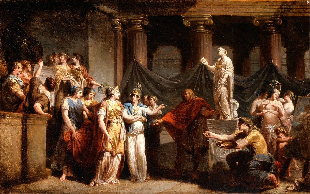 Templet för den liberala konsten, med staden Bern och Minerva, 1779 av Jacques Henri Sablet