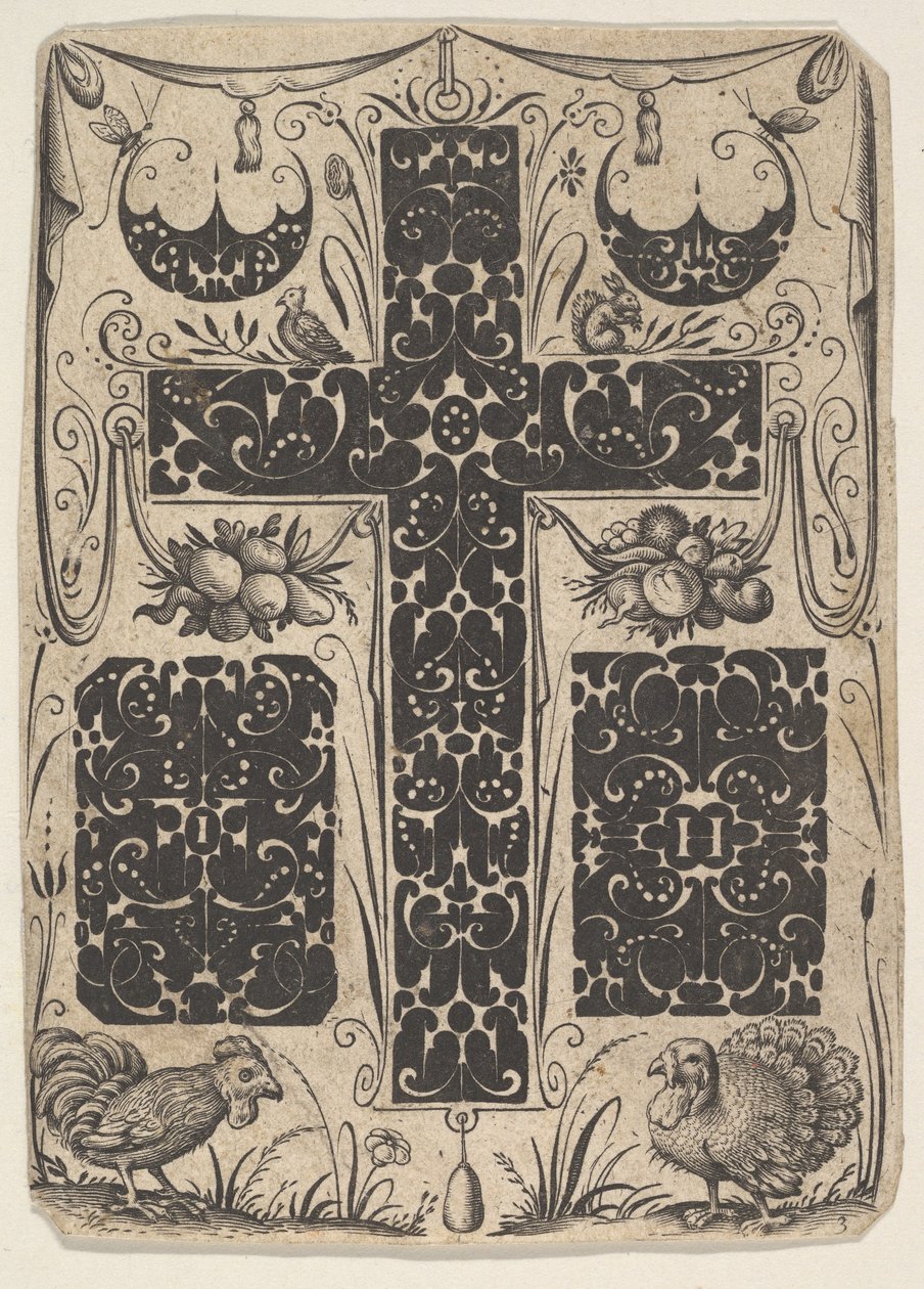 Latinkors med fåglar och mindre motiv, ca. 1614-19. av Jacques Hurtu