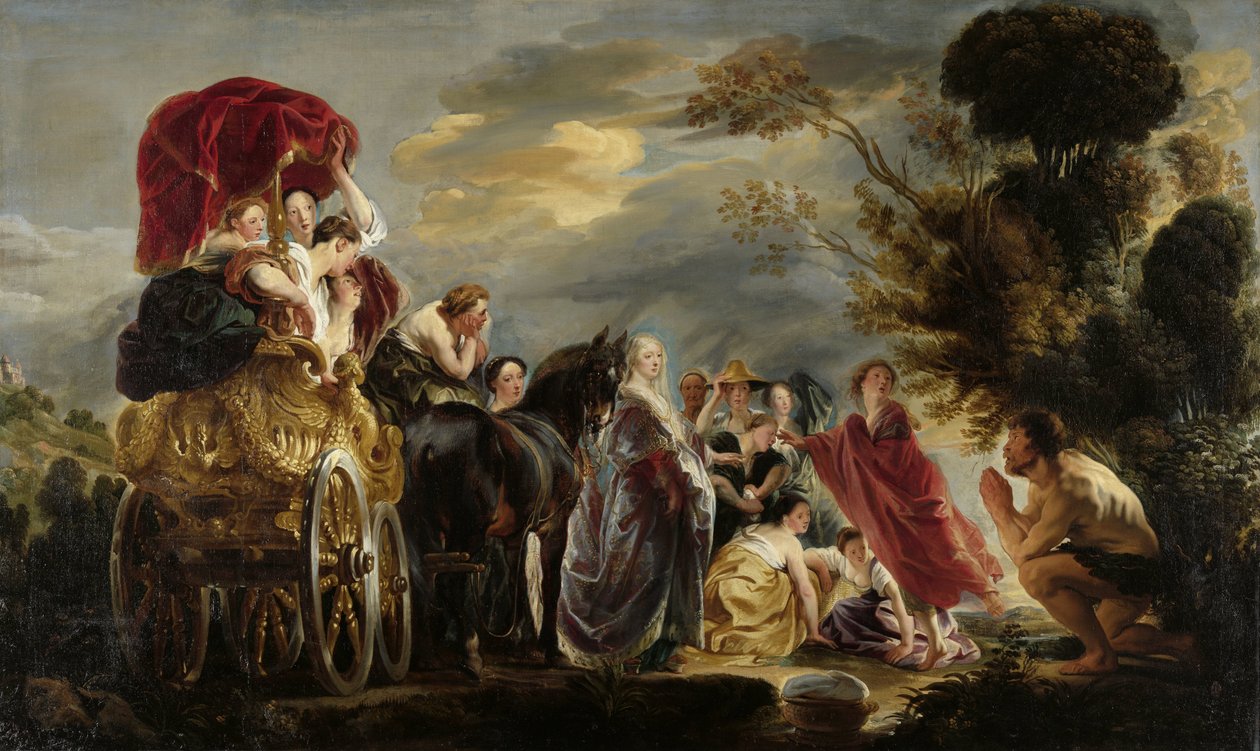 Mötet mellan Odysseus och Nausicaa Möte av Odysseus och Nausicaa av Jacques Jordaens (signed by artist)