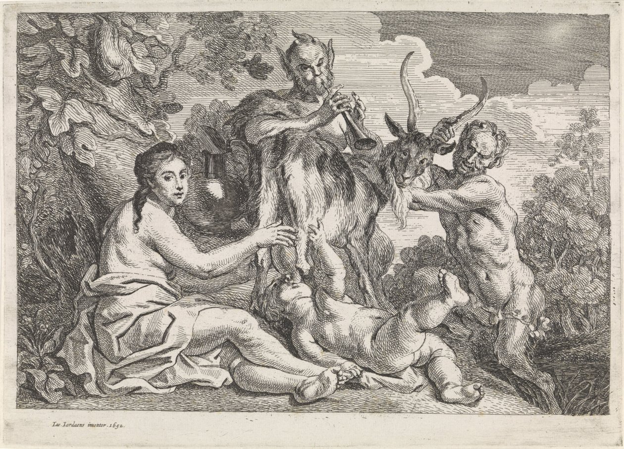 子木星はヤギ アマルテア スウェーデン語によって餌を与えられます。 av Jacques Jordaens