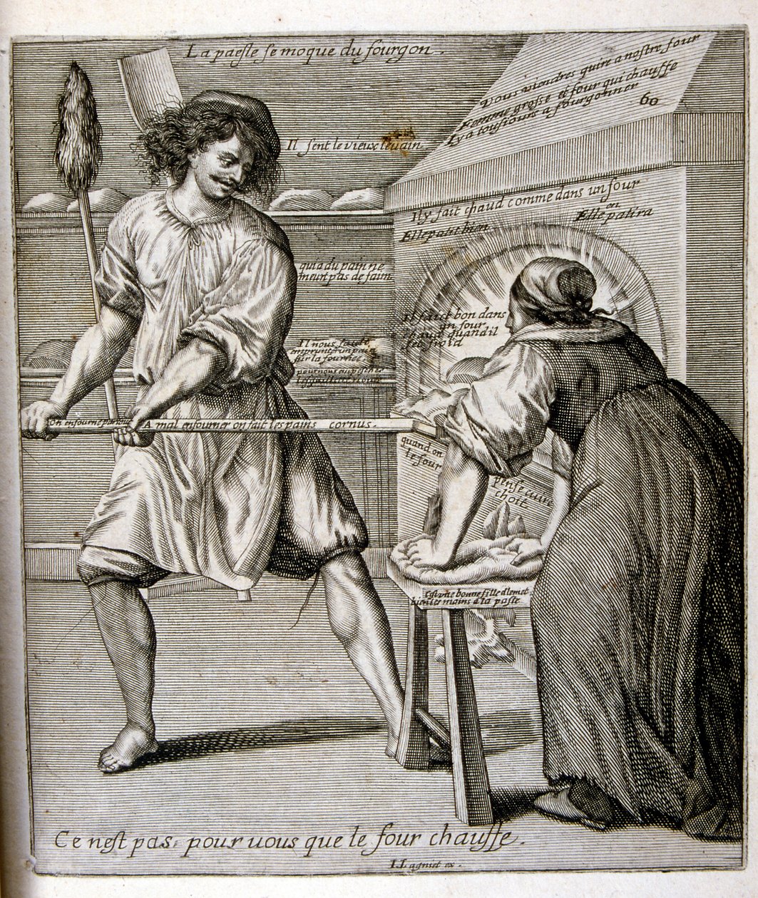 1600-talsgravyr ur en samling ordspråk. Paris 1657-1663. Av Jacques Lagniet (1620-1675). Fransk gravör. Från honom många samhällskritiska gravyrer och hånbilder som t.ex. hans ibland groteska och fantastiska illustrationer av Jacques Lagniet