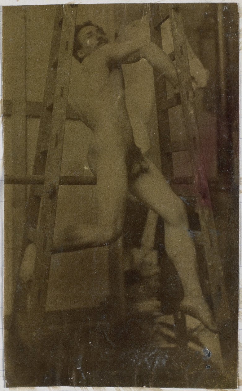 Studie av en naken manlig modell i Jacques de Lalaings studio av Jacques Lalaing (attributed to)