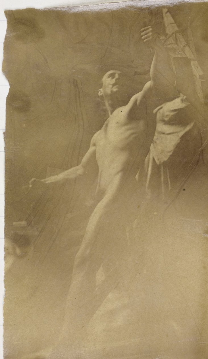 Studie av en manlig nakenmodell i en ställning, sedd underifrån, i Jacques de Lalaings verkstad av Jacques Lalaing (attributed to)