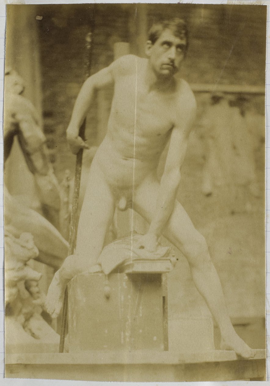 Studie av en manlig nakenmodell, sedd framifrån, i Jacques de Lalaings studio av Jacques Lalaing (attributed to)