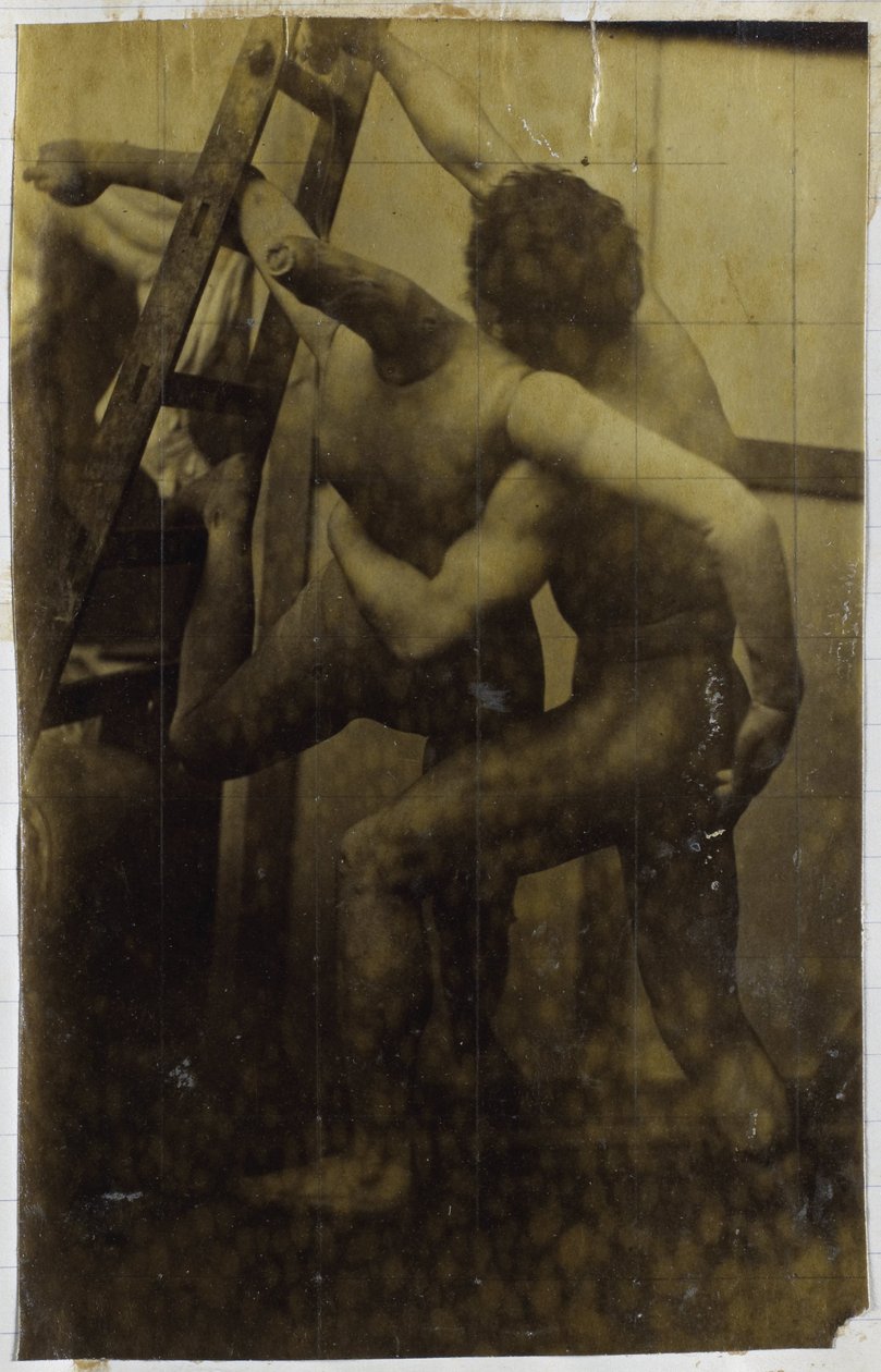 Studie av en manlig nakenmodell som brottas med en docka, i Jacques de Lalaings studio av Jacques Lalaing (attributed to)