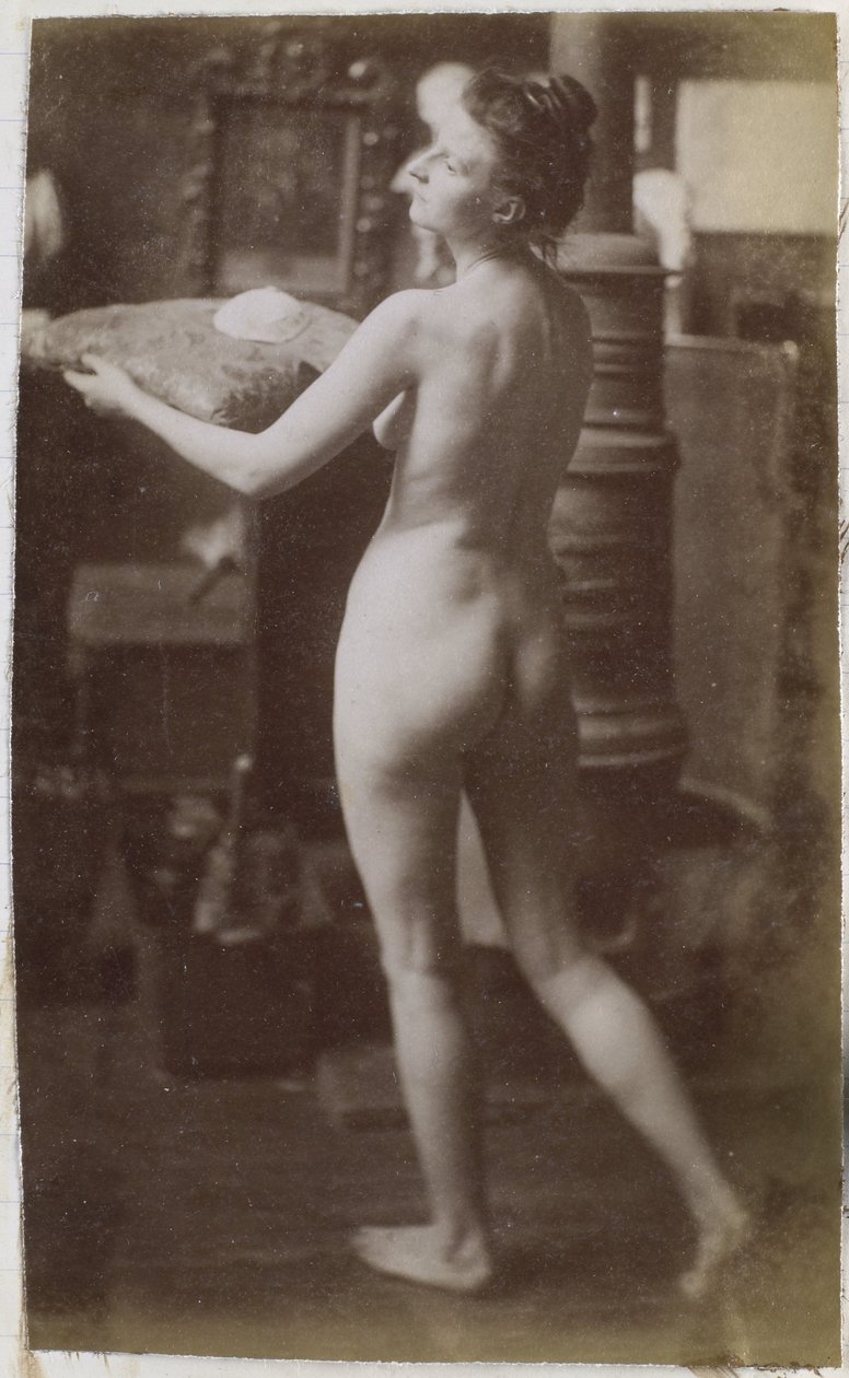 Studie av en kvinnlig nakenmodell, sedd snett bakifrån, i Jacques de Lalaings studio av Jacques Lalaing (attributed to)