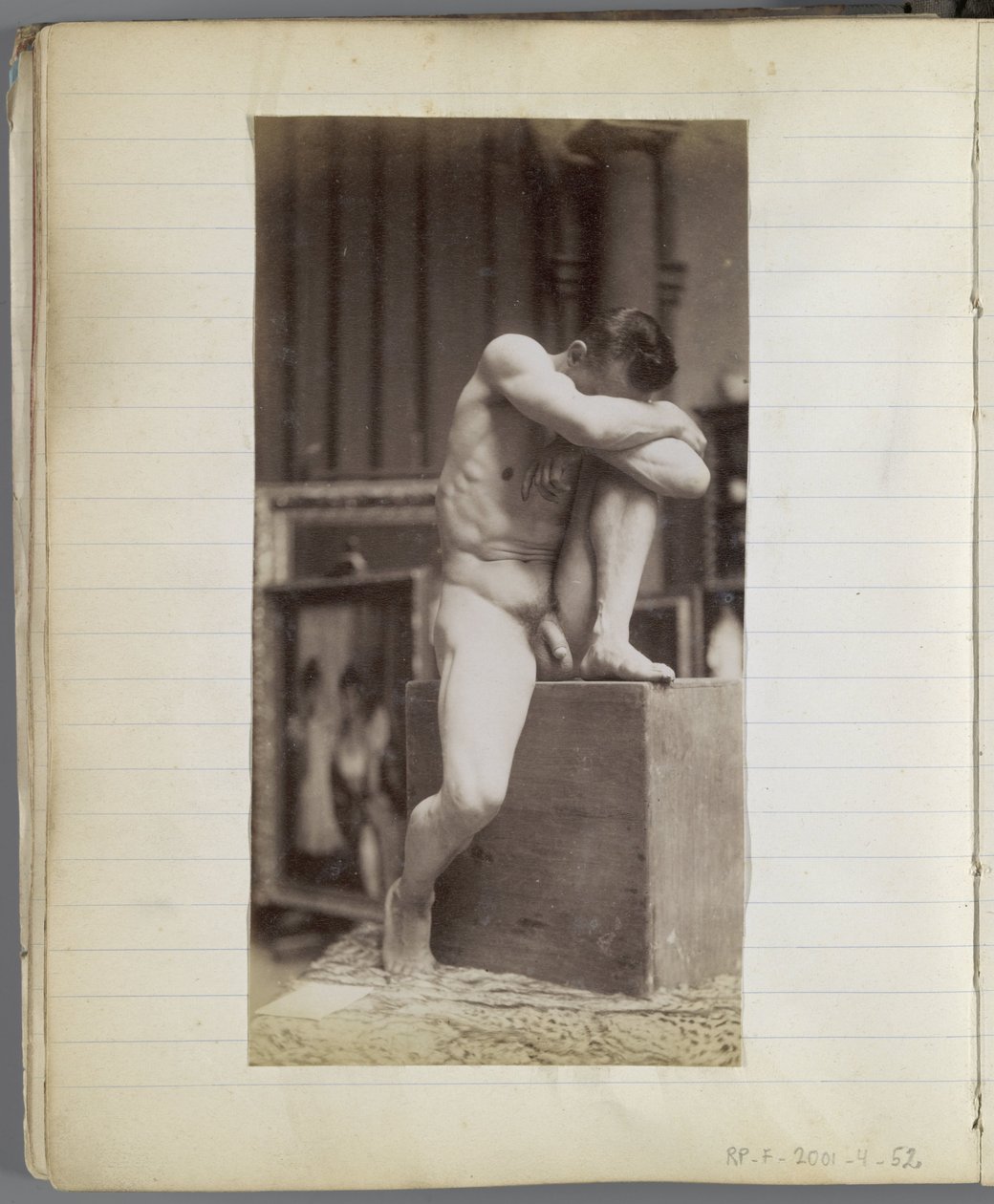 Studie av en sittande manlig nakenmodell i Jacques de Lalaings studio av Jacques Lalaing (attributed to)