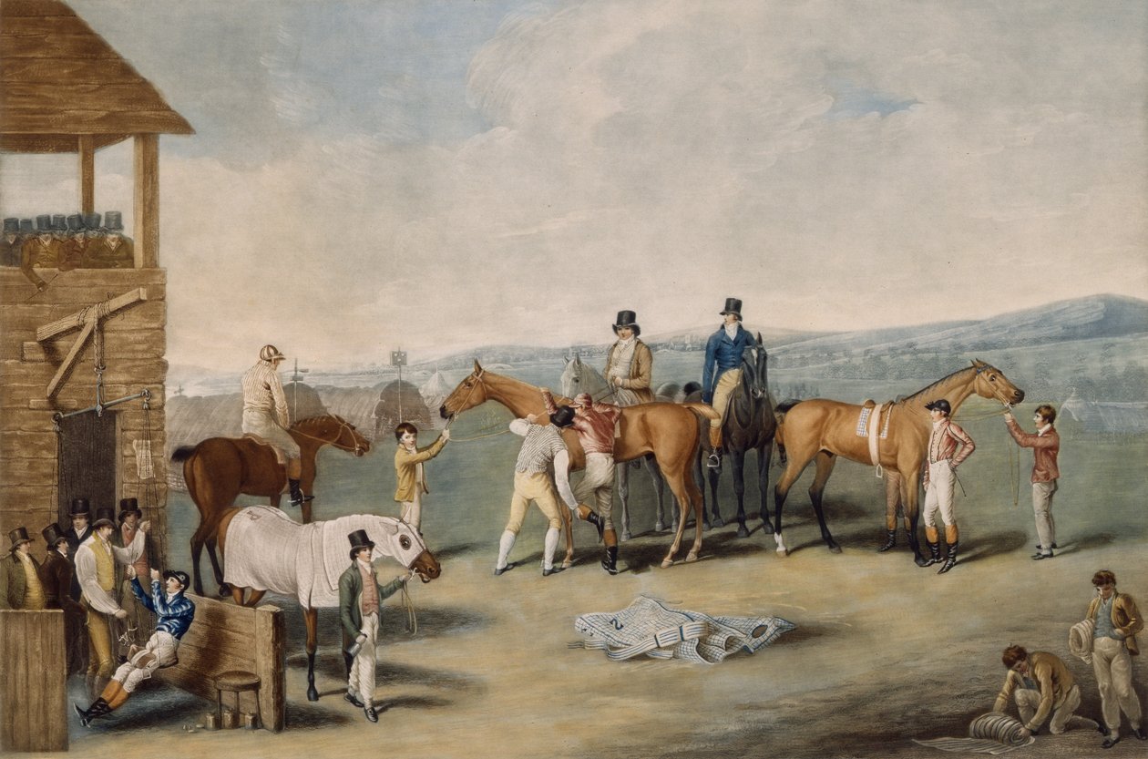 A Pair: Preparing to Start, London 20 januari 1803 (akvatint) av Jacques Laurent after Agasse