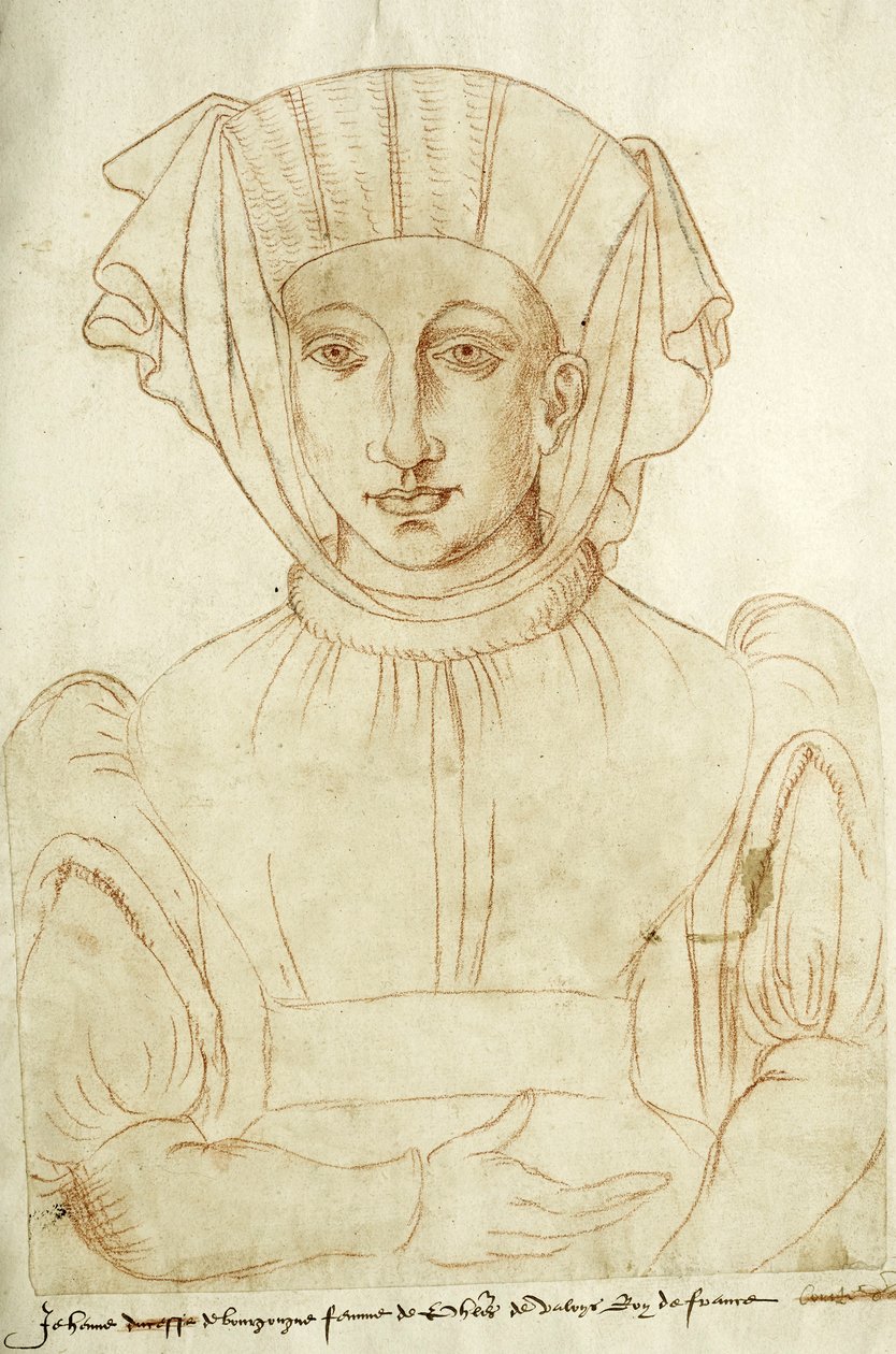 "Jehenne de Bourgongne hustru till Philippes de Valoys kung av Frankrike", bl. 6 i Recueil d
