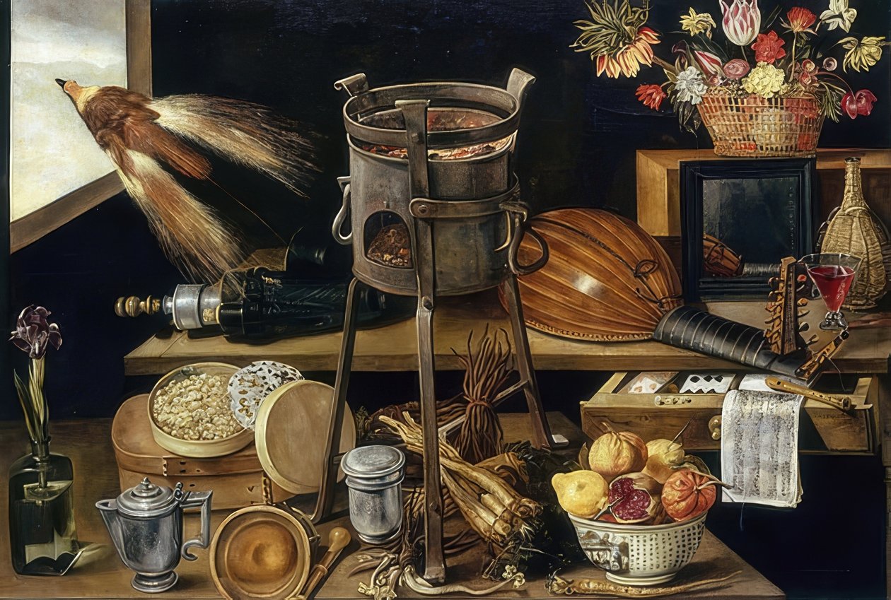 Die fünf Sinne und die vier Elemente (De fem sinnena och de fyra elementen). 1627 av Jacques Linard