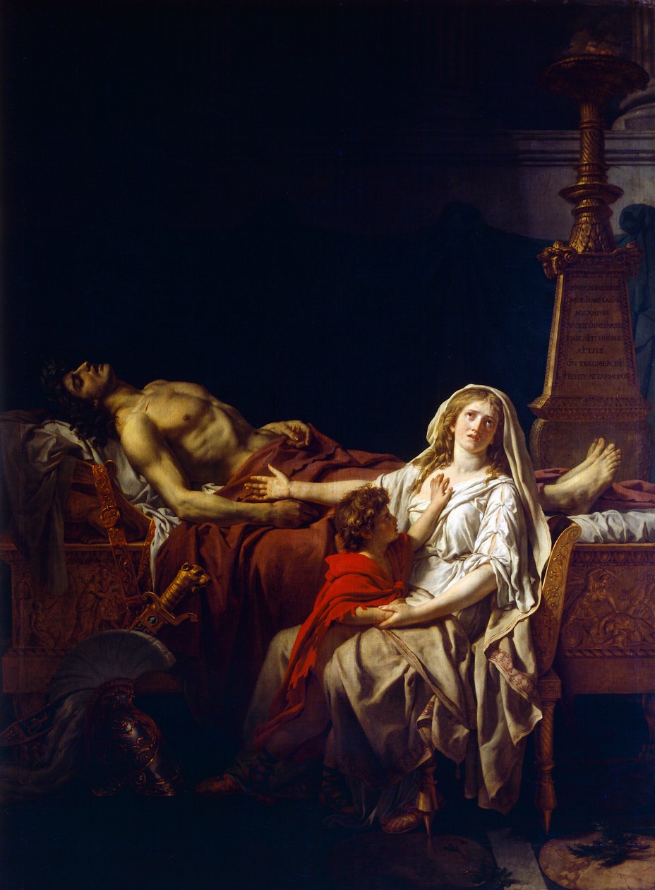 Andromache sörjer över Hectors kropp, av Jacques-Louis David (1748-1825) av Jacques Louis (studio of) David