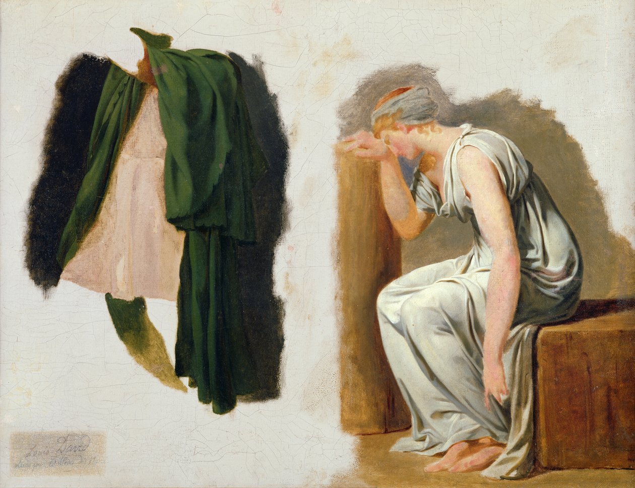 En grön toga och Camille, studerar för "The Oath of the Horatii" av Jacques Louis David