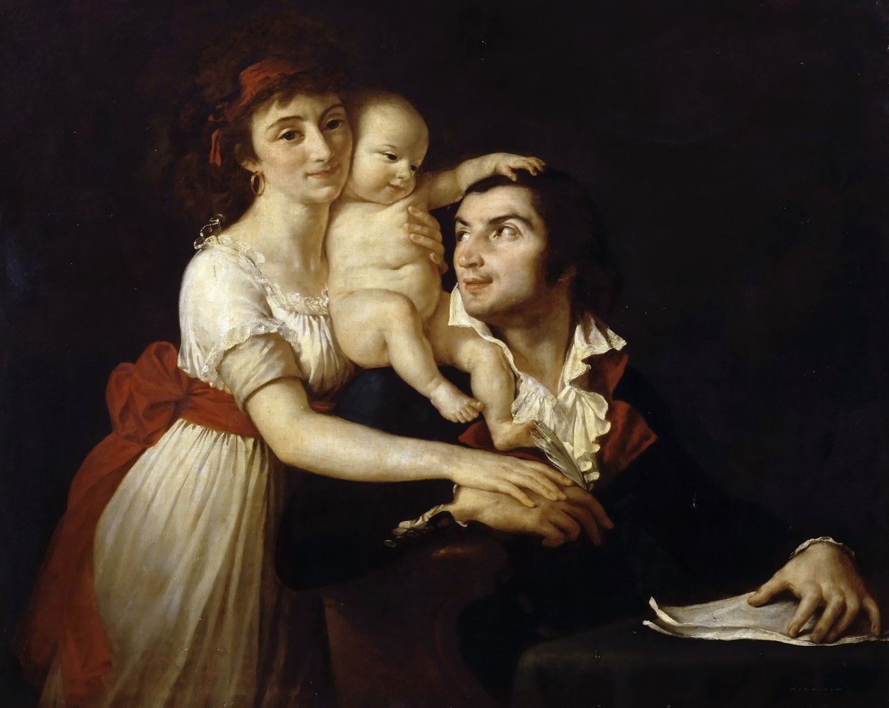 Camille Desmoulins med sin fru Lucile och barn av Jacques Louis David