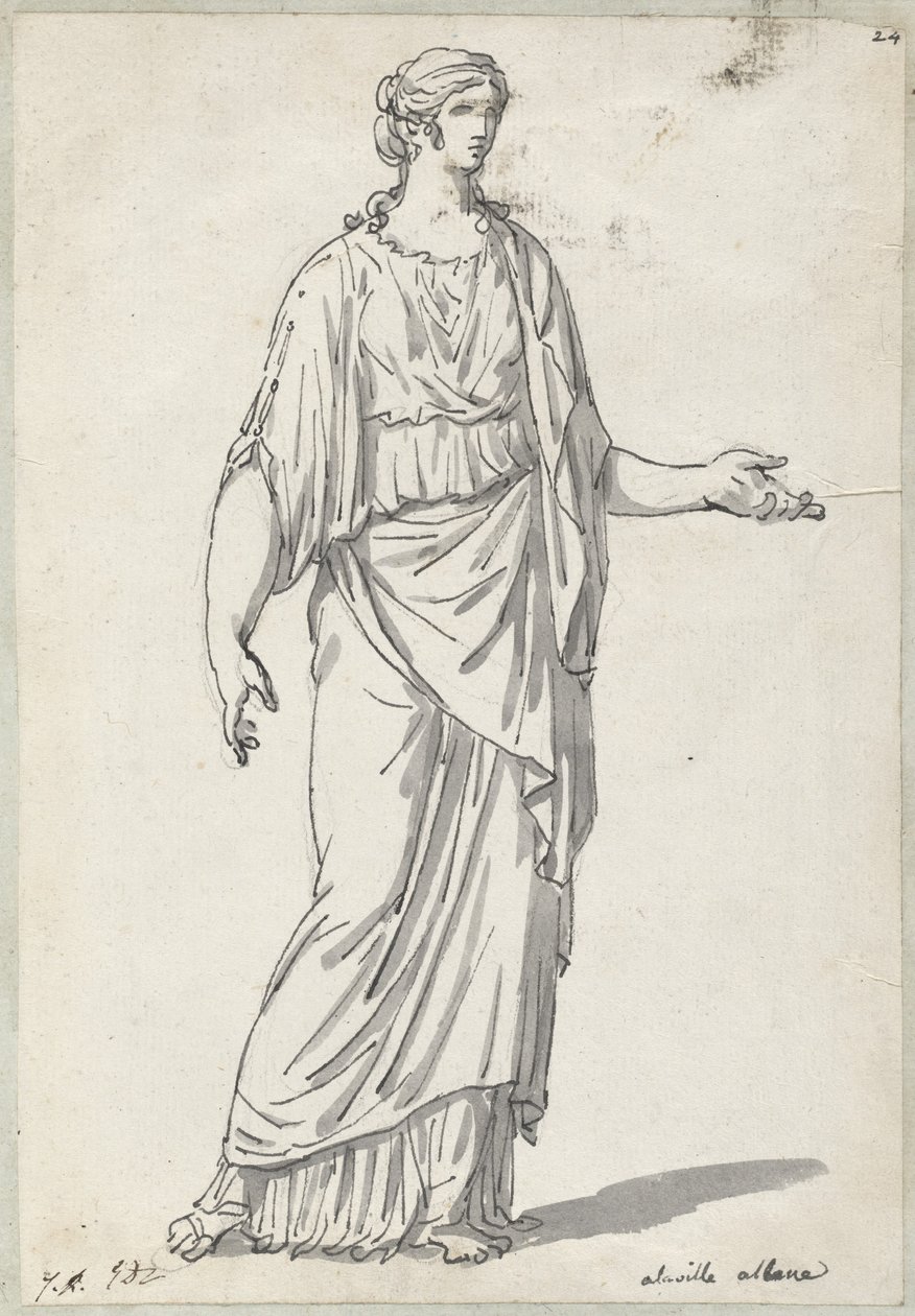 Klassisk skulptur av en kvinna med en utsträckt arm av Jacques Louis David