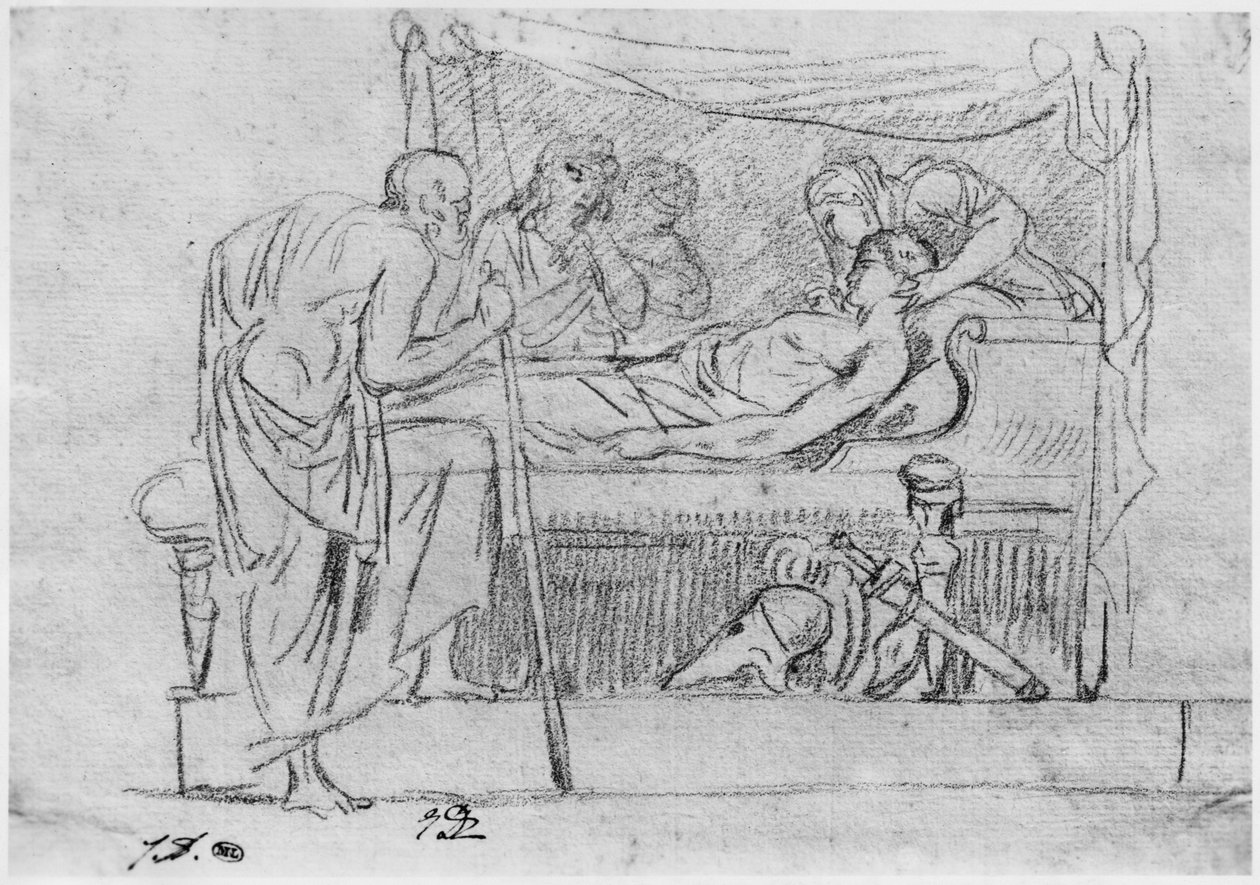 Death of Meleager (svart penna på papper) av Jacques Louis David