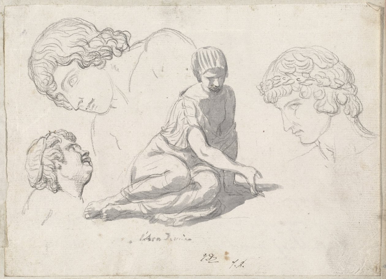 Tärningskastare och andra studier efter antika skulpturer av Jacques Louis David