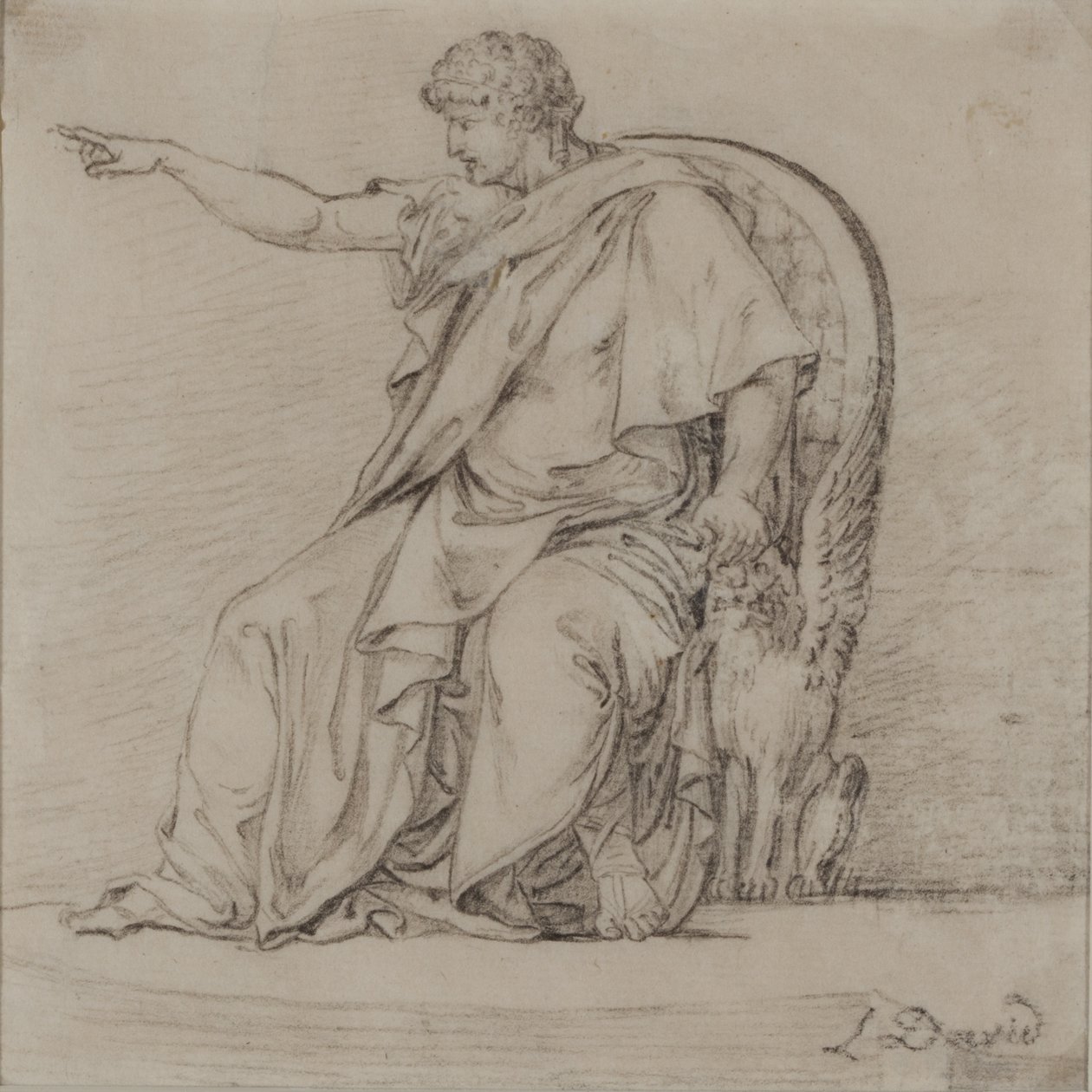 Draperad figur, sent 1700-tal (penna på papper) av Jacques Louis David