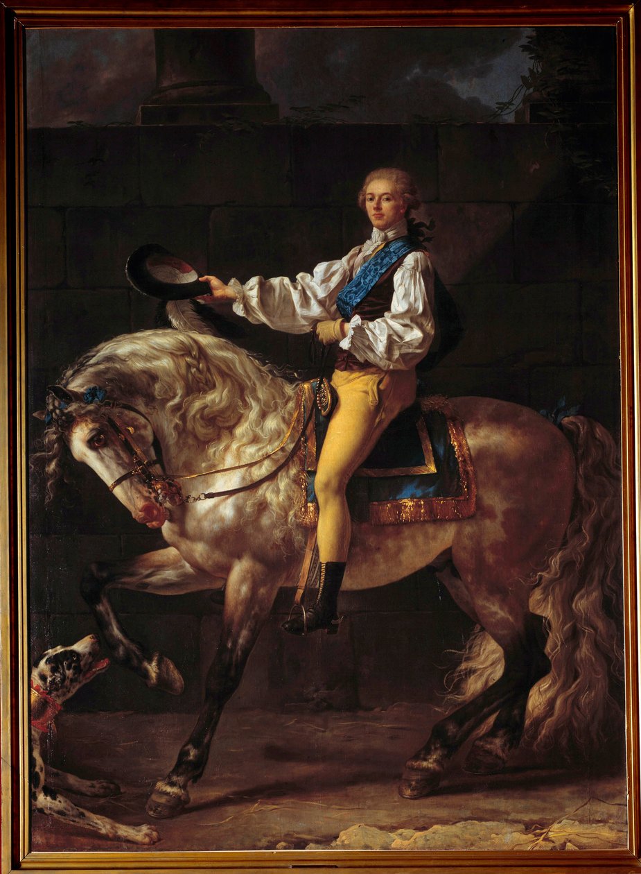 Ridsporträtt av greve Stalislas Potocki (1755 - 1821). Målning av Jacques Louis David (1748-1825) av Jacques Louis David